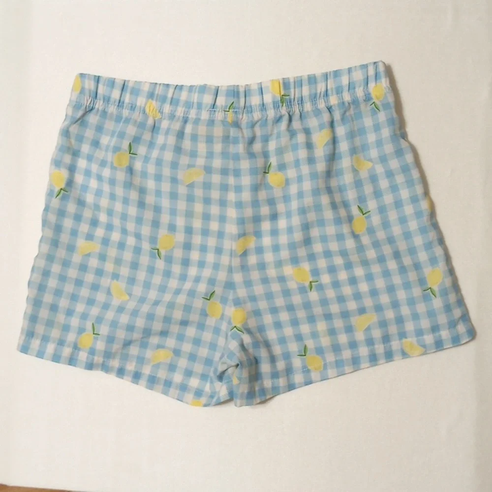 NWOT Old Navy Girls Sleep Shorts XL 14-16 Lemon Blue Gingham
